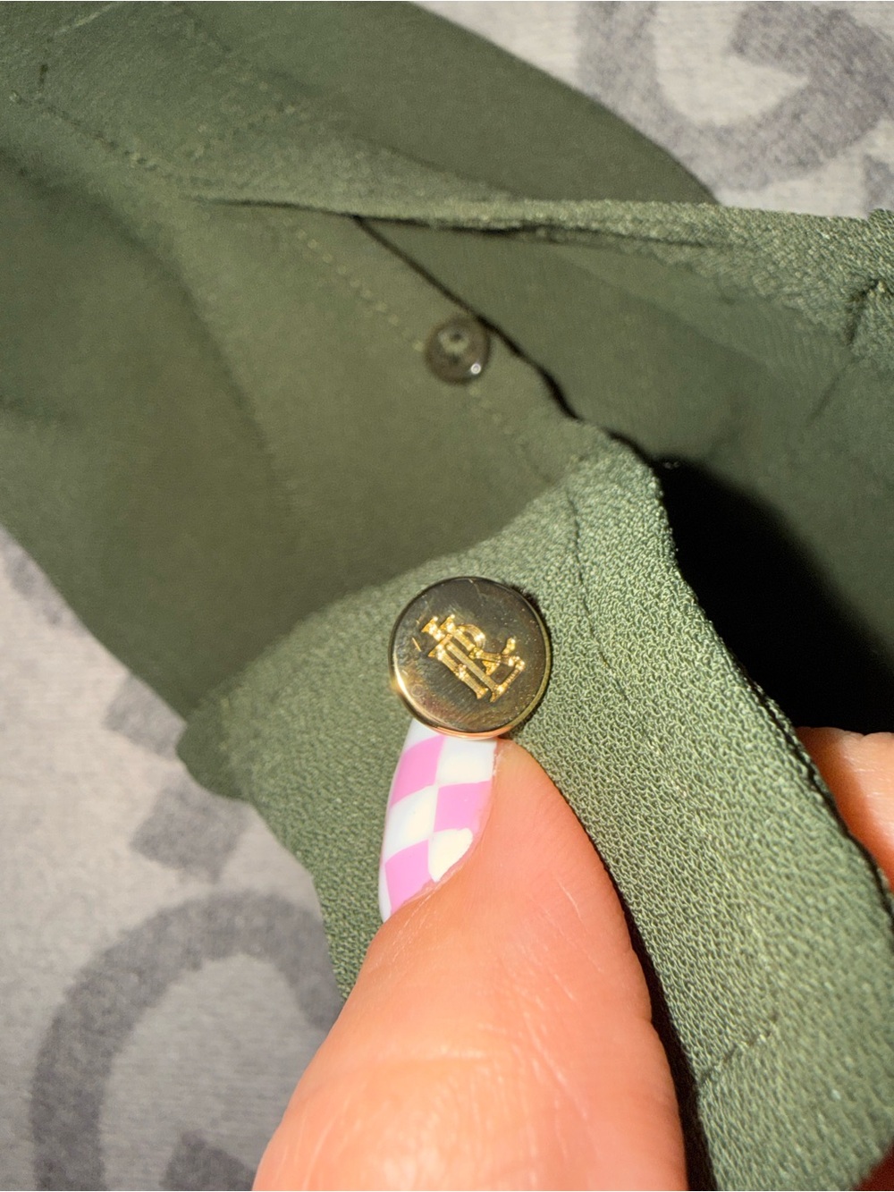 Lauren Ralph Lauren Surplice Georgette Olive Green Wrap Midi Dress - Elegant - Picture 4 of 14
